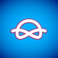 White Nautical rope knots icon isolated on blue background. Rope tied in a knot. Vector Royalty Free Stock Photo