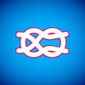 White Nautical rope knots icon isolated on blue background. Rope tied in a knot. Vector Royalty Free Stock Photo