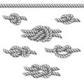 White nautical rope knots set, on white