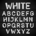 White neon light alphabet with cable