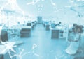 White network against blurry blue office Royalty Free Stock Photo