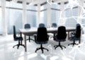 White network against blurry meeting room Royalty Free Stock Photo
