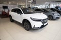 white new Honda e:Ny1 Electric Car, Japanese transnational corporation Honda Motor in showroom, sustainable development EV,