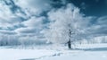 white new tree winter christmas sky snow holiday year nature fir background. Generative AI. Royalty Free Stock Photo