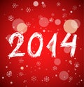 White new year 2014 on red background Royalty Free Stock Photo