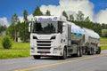 White Next Generation Scania Milk Tanker Royalty Free Stock Photo