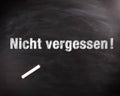 White Nicht Vergessen Texts on Chalkboard