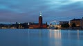 `white night` view of the City Hall in the Old Town in Stockholm, Sweden Royalty Free Stock Photo