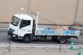 White Nissan NT500 truck circulating along the Ronda Litoral in Barcelona