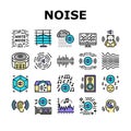 White Noise Hearing Collection Icons Set Vector