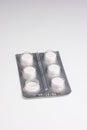 White non descript medicine pills in blister pack top view isolated on white Royalty Free Stock Photo