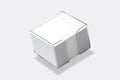 White note about the isolated empty cube block. mockup.