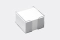 White note about the isolated empty cube block. mockup.
