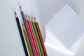 White note paper with pencils Royalty Free Stock Photo