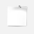 White note paper sheet with push pin - reminder, vector mock-up Royalty Free Stock Photo