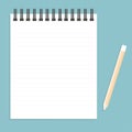 White notebook with lines can shred and pencil. vector illustration Royalty Free Stock Photo