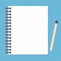 White notebook with lines can shred and pencil. Royalty Free Stock Photo