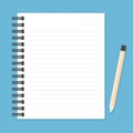 White notebook with lines can shred and pencil Royalty Free Stock Photo