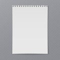 White notebook paper with curled corners and soft shadow is on squared background for text. Vector illustration Royalty Free Stock Photo