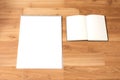 White Notebook papers with Wood Background