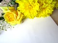 White Notepad for writing text with yellow flowers