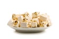 White nougat with almonds Royalty Free Stock Photo