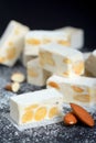 White nougat with almonds Royalty Free Stock Photo
