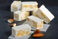 White nougat with almonds Royalty Free Stock Photo