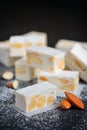 White nougat with almonds Royalty Free Stock Photo