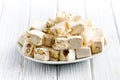 White nougat with almonds Royalty Free Stock Photo