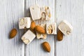 White nougat with almonds Royalty Free Stock Photo