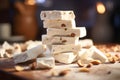 White nougat sweets bars with nuts
