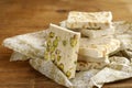 White nougat with different nuts Royalty Free Stock Photo