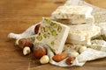 White nougat with different nuts Royalty Free Stock Photo