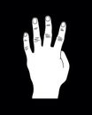 White Number Four Hand Gesture, Vector Sillhouette