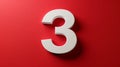 The White Number Three.AI generated image Royalty Free Stock Photo
