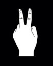 White Number Two Hand Gesture, Vector Sillhouette