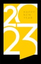 2023 white number on yellow background. 2023 logo text design. Design template celebration typography card, poster, banner or