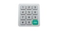 White numeric keypad with green error button isolated on white background Royalty Free Stock Photo