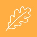 white oak leaf, orange background, vector illustration, autumn season symbol Royalty Free Stock Photo