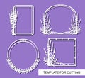 Set of beautiful photo frames with lavender flower ornaments. Royalty Free Stock Photo