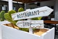 White obsolete sign board with arrows Royalty Free Stock Photo