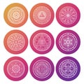 White occult, mystic, spiritual, esoteric bright vector icons