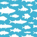 Fish seamless pattern. Vector color image background. Royalty Free Stock Photo