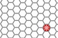 White octagon background with one red snowflake
