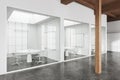 White office hall with meeting rooms