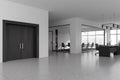 White office lobby with meeting room and door Royalty Free Stock Photo