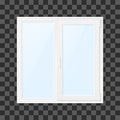 White Office Plastic Window. Window Front View. Vector Illustration isolated on transparent background Royalty Free Stock Photo