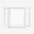 White Office Plastic Window. Window Front View. Vector Illustration Isolated on Transparent Background Royalty Free Stock Photo