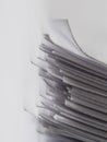 White office printer paper, stack, white background, macro photography Royalty Free Stock Photo